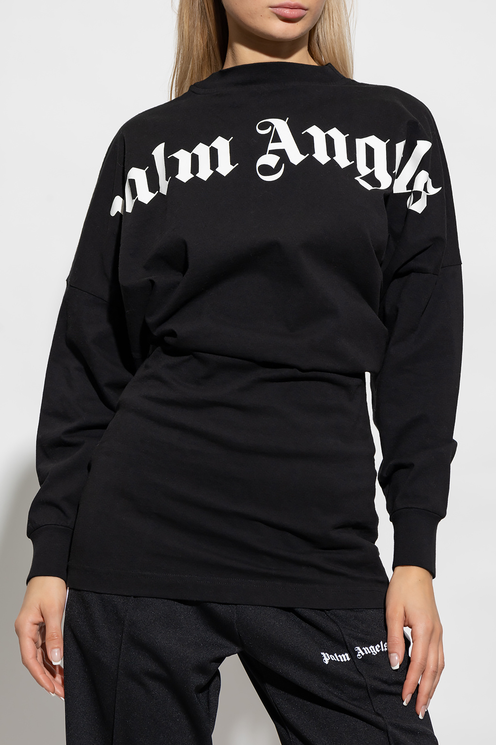 SchaferandweinerShops Polar Fleece Half Zip Sweatshirt Women s Clothing Palm Angels Long sweatshirt with logo